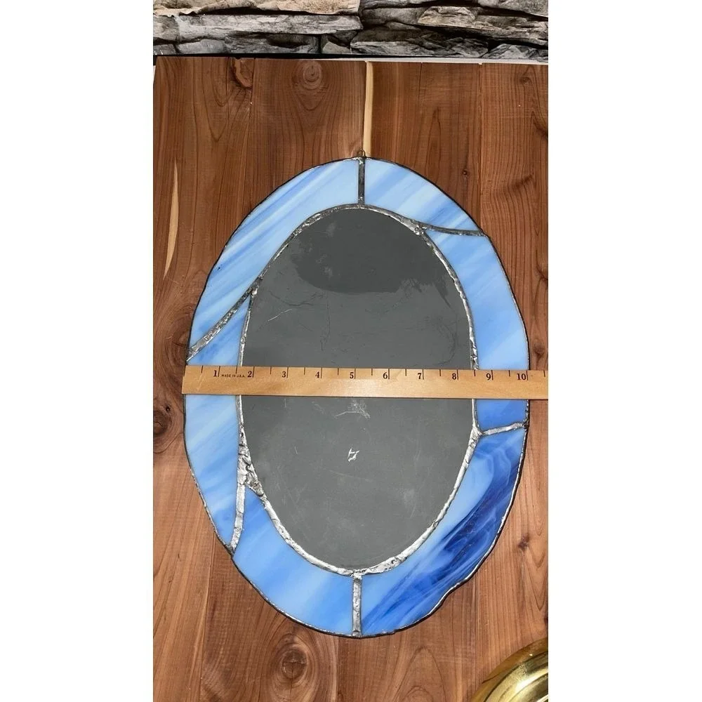 Vintage Stained Glass Oval Mirror